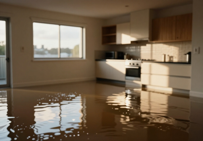 Waterlogged basement in Dundas Valley before drying